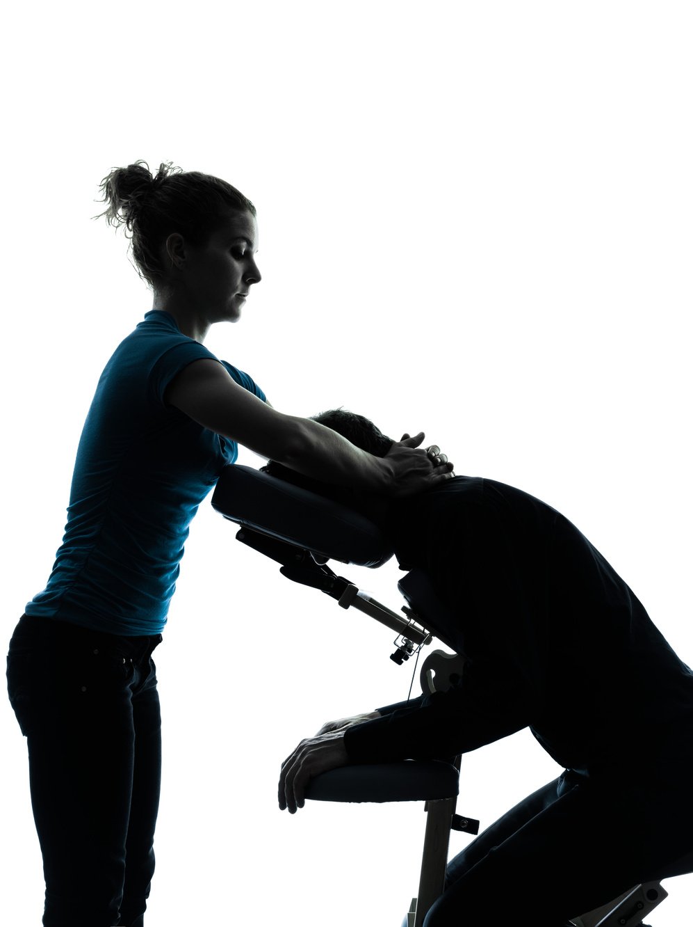 massage therapy with chair silhouette